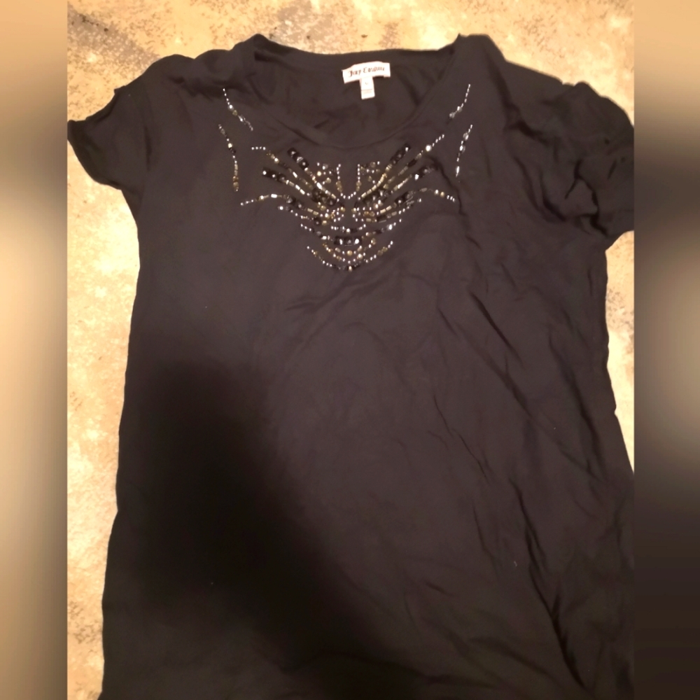 Juicy Couture Black T-Shirt Dress Top - Size Medium